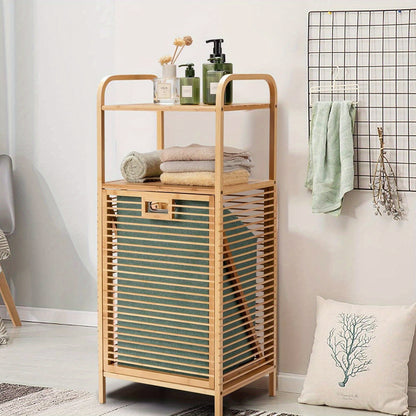 Wasmand – Wasbak – Wasopberger – Wasmand Met Vakjes – Wasmand Met Sortering – Bamboe – 3 Vakken – Afneembare Waszakken