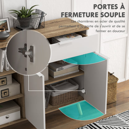 Dressoirkast – Opbergkast – Sideboard – Buffetkast – Servieskast – Wit Met Houten Poten – Verstelbare Planken & Lade – 95x35x85 Cm – Stabiel & Modern Scandinavisch Design