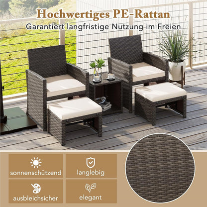 Rattan Tuinset – Balkonmeubelset – Loungeset – Tuinmeubelset – Terrasmeubelen – Weerbestendig PE Rattan – Comfortabele Kussens Met Afneembare Hoezen