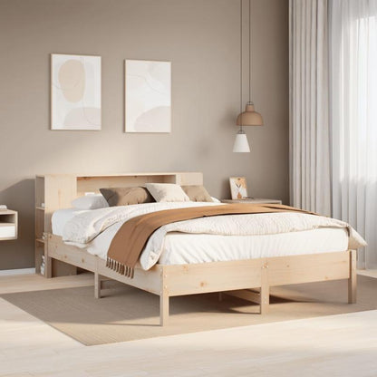 Bedframe – Platformbed – Slaapsysteem – Bedbank – Ledikant – Modern Design – Ingebouwde Boekenkast – Stevig Dennenhout – Eenvoudige Montage
