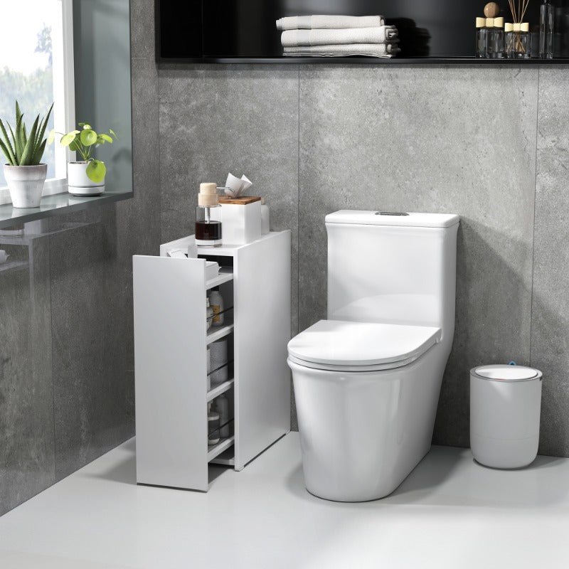 Smalle Opbergkast – Smalle Kast – Opbergsysteem – Badkamerkast – Organizer – Wit – Met Wieltjes – 3 Diepe Vakken & Lade – Metaal – Compact 47x25x66,5 cm