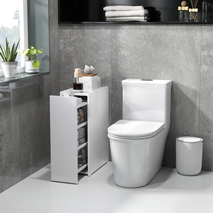 Smalle Opbergkast – Smalle Kast – Opbergsysteem – Badkamerkast – Organizer – Wit – Met Wieltjes – 3 Diepe Vakken & Lade – Metaal – Compact 47x25x66,5 cm