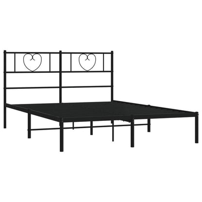 Bedframe – Metalen Bed – Tweepersoonsbed – Slaapbank – Bedombouw – 160x200 cm – Inclusief 2 Matrassen & 2 Hoofdborden – Zwart Metaal Met Gouden Accenten – Voorgemonteerd & Ruimtebesparend