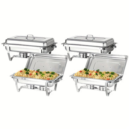 Chafing Dish Set – Buffet Warmhouders – Food Warmer – Catering Schalen – Draagbare Warmhouders – RVS 304 – 9,5 Quart per schaal – 4-Delige Set