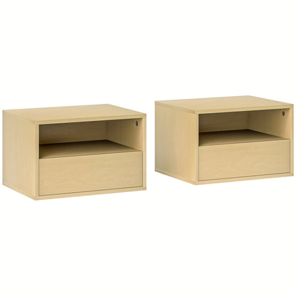 Zwevend Nachtkastje – Wandkastje – Hemelbed Kastje – Aan De Muur Nachtkastje – Natuurlijke Kleur – Bamboe Materiaal – Ruimtebesparend Design