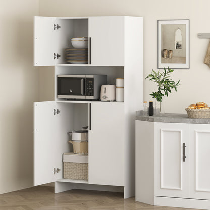 Wit Keukenkastje – Opbergkast – Kastje – Keukenmeubel – Microgolfstandaard – Compact Formaat – Stevige Spaanplaat