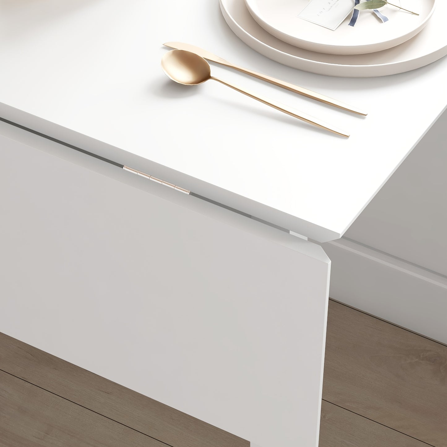 Klapptafel – Inklapbare Eettafel – Opklapbare Tafel – Ruimtebesparende Tafel – Kleine Tafel – Bamboe – Lichtgewicht & Stevig – Wit