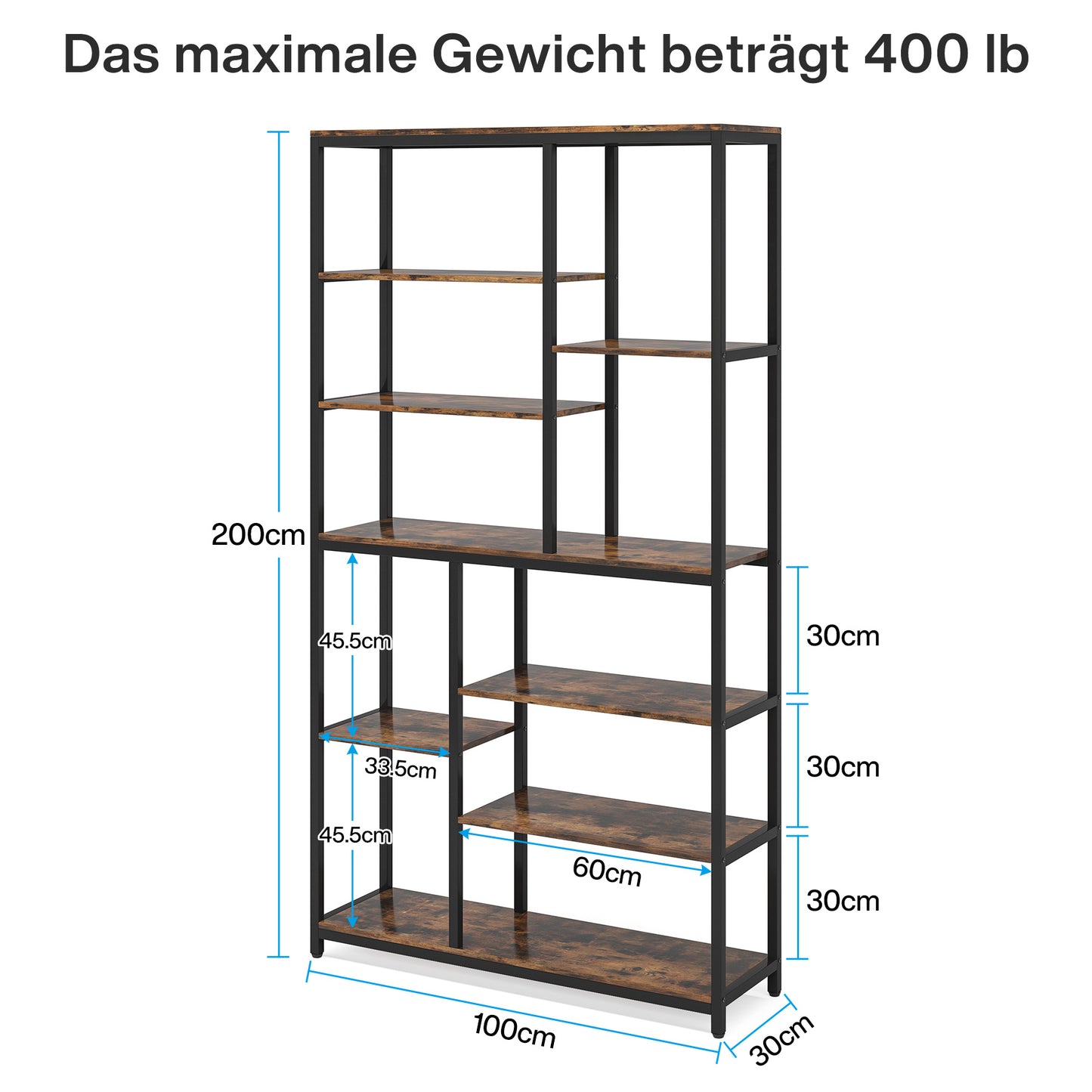 Ronde Eettafel – Rond Tafel – Eetkamertafel – Keukentafel – Kleine Tafel – Wit Met Rustiek Bruin – 120 cm Diameter – MDF Met Massief Houten Poten