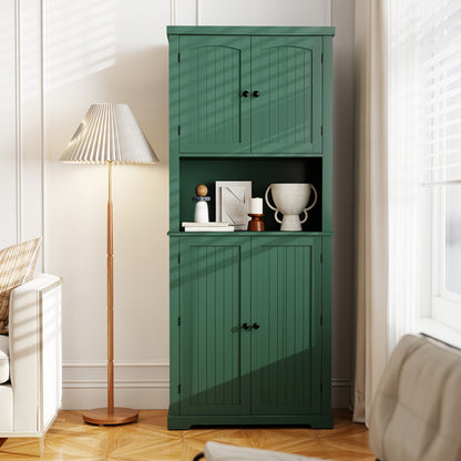 Keukenkast – Hoge Kast – Opbergkast – Buffetkast – Voorraadkast – Vintage Stijl – 7 Planken & Stevig Werkblad – Wit