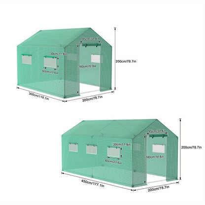 Kas Tuinkas Broeikas Plantentunnel Kweekkas – 4,5x2x2 Meter – Gegalvaniseerd Stalen Frame – UV- en Waterdichte Kasfolie – 6 Ventilatieramen Met Insectengaas