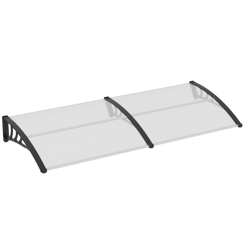 Deurzonwering – Deurluifel – Voordeurkap – Overkapping – Zonwering – Transparant Polycarbonaat Dak – Zwart Aluminium Frame – 75x195x23 cm – UV- en Regenbestendig – Eenvoudige Montage