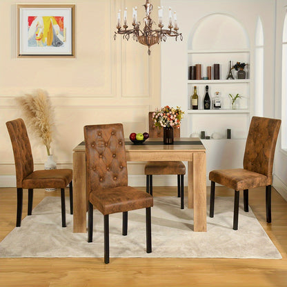 Eetkamerstoelen – Stoelen – Kuipstoelen – Keukenstoelen – Zitmeubels – Suède Bekleding Met Knopen – Stevig Houten Frame – Set Van 4 – Comfortabel Gevoerd