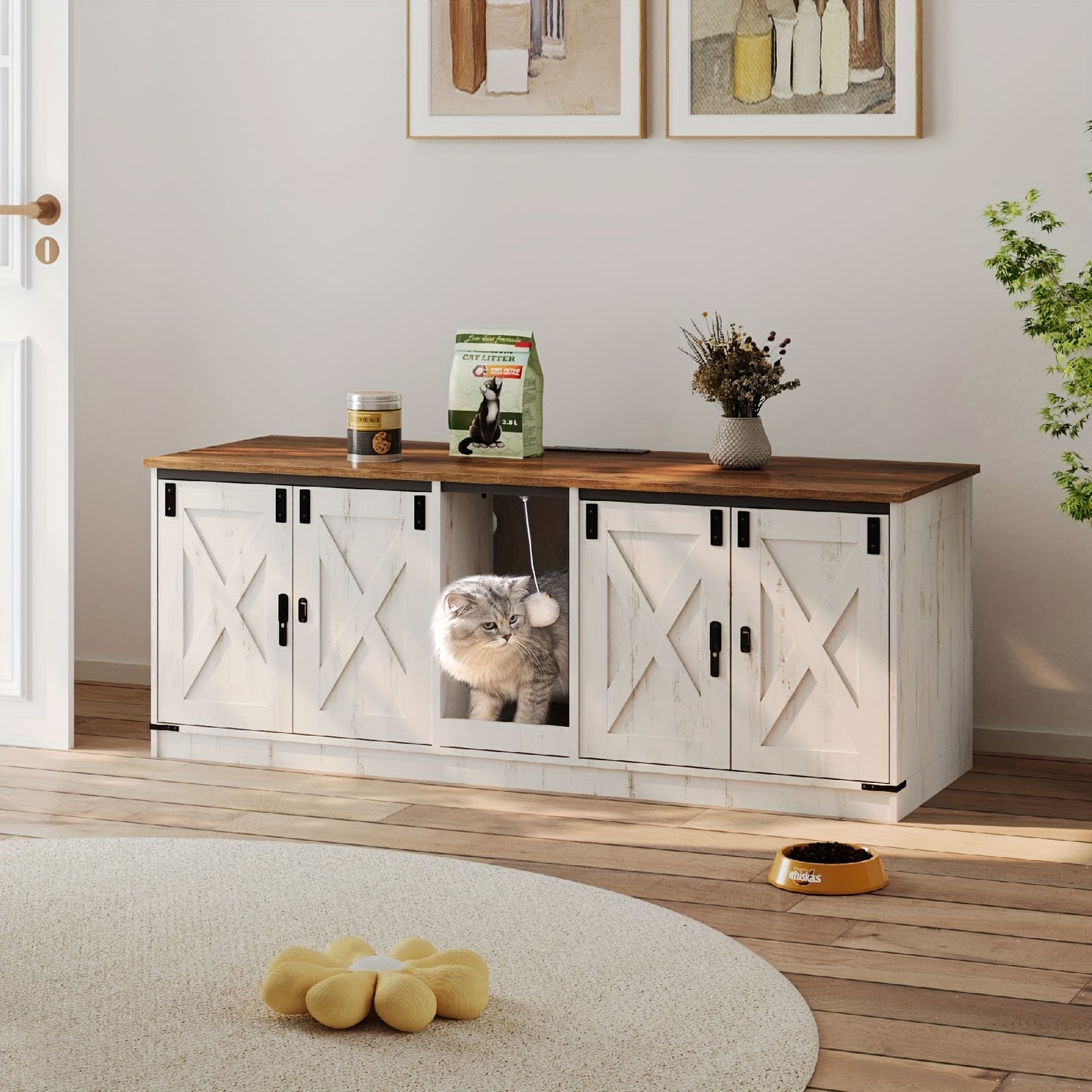 Kattenbakhuis – Kattenbakmeubel – Kattenbakkast – Kattenhuis – Kattenbench – Privacy En Geurvermindering – Gelamineerd Hout 140x50x53 cm