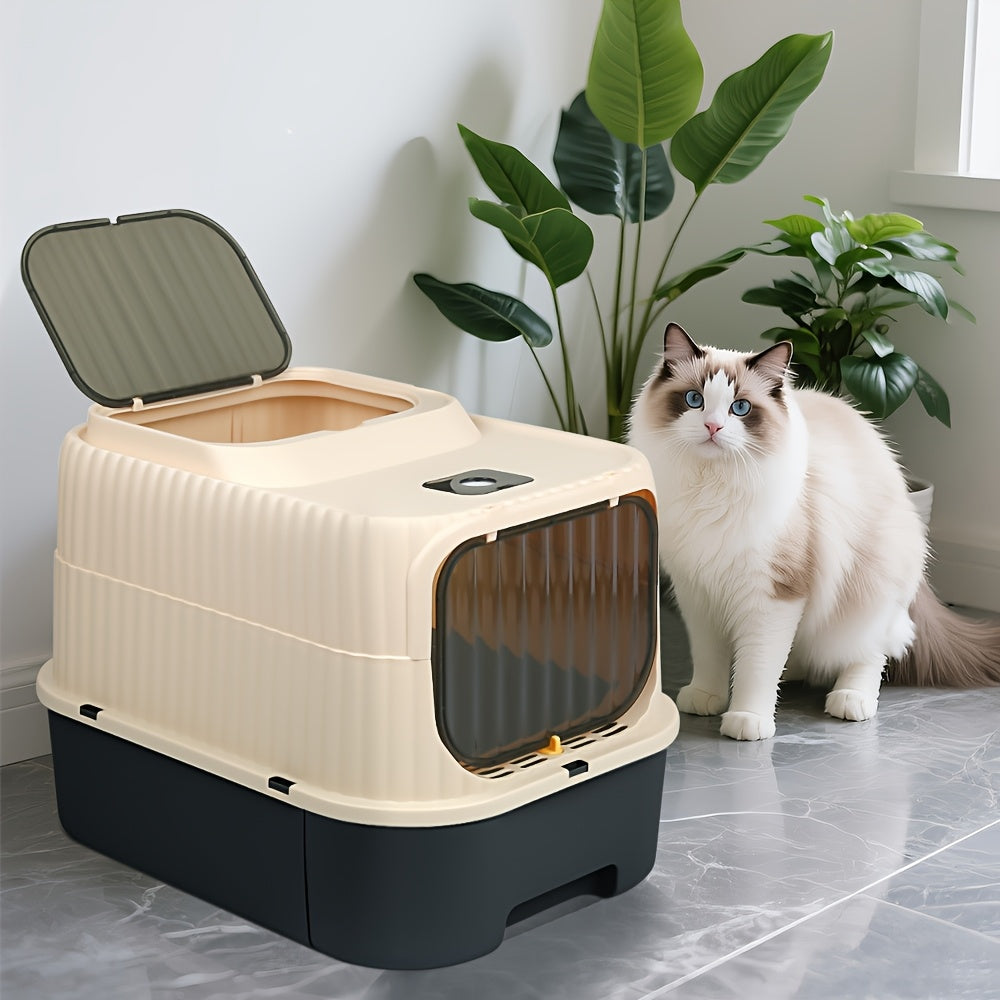 Kattenbak – Kattenbak Zelfreinigend – Kattenbakkist – Kattenbak Met Deksel – Kattenbak Met Dak – 3-in-1 Veranderbare Ontwerp – Bovenin Instap – 37x49x37 cm