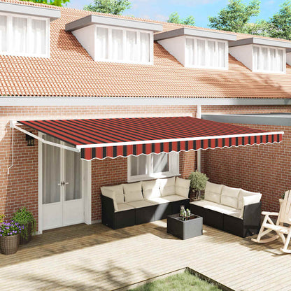 Handmatige Zonwering – Uitschuifbare Luifel – Terras Schaduwdoek – Balkon Zonnescherm – Buitenmarkies – UV-bestendig – Waterafstotend – 3x2,5 Meter – Zwart Rood Gestreept