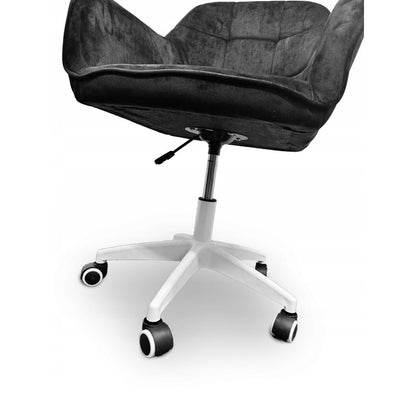 Bureaustoel – Kantoorstoel – Werkstoel – Deskchair – Armstoel – Zwart – Fluwelen Bekleding – 360° Draaibaar – Verstelbare Zithoogte 35-45 cm