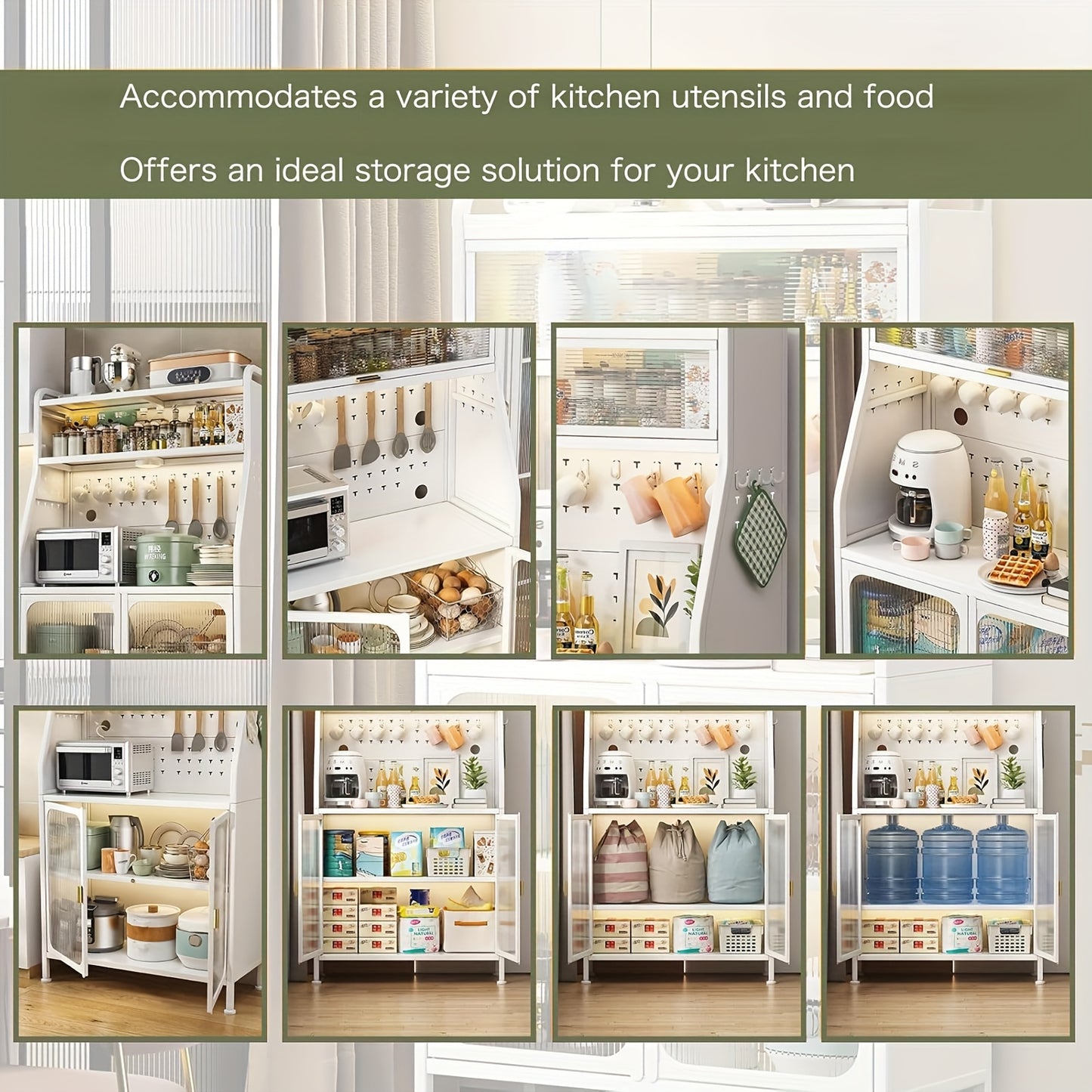 Keukenkast – Keukenbuffet – Opbergkast – Staande Kast – Buffetkast – Vijf Lagen Met Verstelbare Planken – 76x36x160 cm Wit