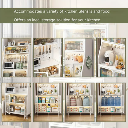 Keukenkast – Keukenbuffet – Opbergkast – Staande Kast – Buffetkast – Vijf Lagen Met Verstelbare Planken – 76x36x160 cm Wit