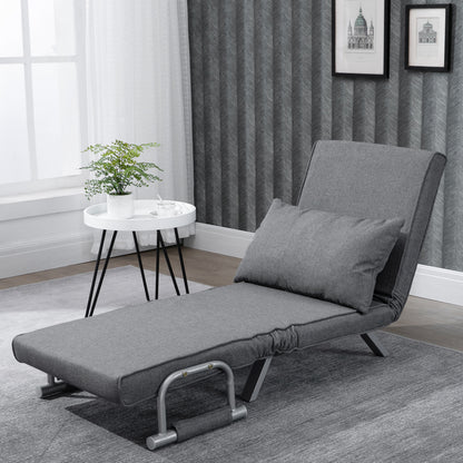 3-in-1 Opklapbare Sofa – Slaapbank – Relaxstoel – Verstelbare Bank – Eenpersoonsbed – Lichtgrijs Linnen – Compact Formaat – Zonder Stroom