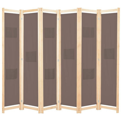 Kamerverdeler – Kamscherm – Ruimteverdeler – Scheidingswand – Panelenscherm – Bruin – 6 Panelen – 240 x 170 cm – Lichtgewicht Stof