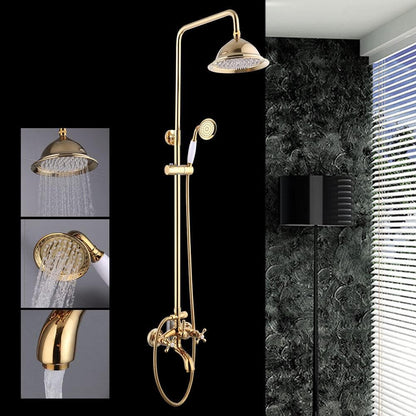 Douch Antique Rainfall Shower System Fixture Hand Shower Retro Nostalgia Faucet Mixer With Shower Head - QUORE