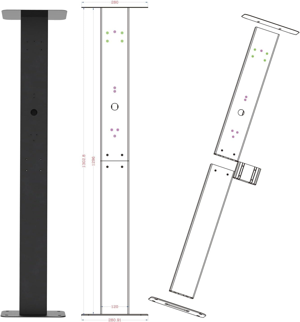 Universele Wallbox Standaard, Wallbox Standaard - Weerbestendige Standaard, Standaardmontagepaal Met Regenbescherming, Standaard voor Wallbox Laadstations voor Elektrische Auto's