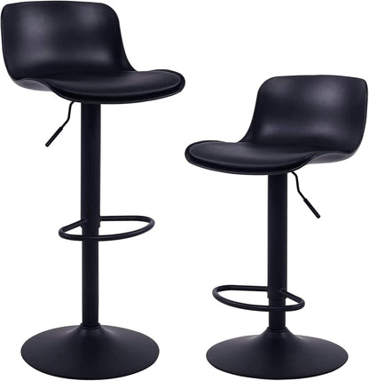 YOUNIKE Barkruk set van 2 zwart, in hoogte verstelbare draaibare barstoel met rugleuning, hoge barstoelen als keukenstoel, toonstoel, praktische barkruk voor toonbank, keuken en eetkamer