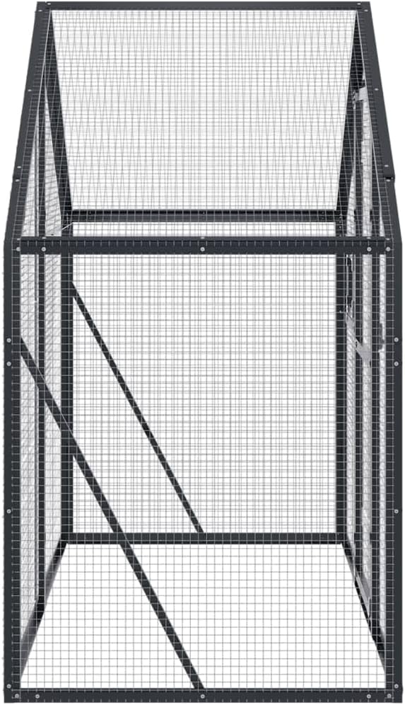 Volière – Vogelvolière – Buitenren – Vogelkooi – Kippenhok – Aluminium Frame – Afsluitbare Deur en Raam – Ruim 179x100x185 cm – Antraciet
