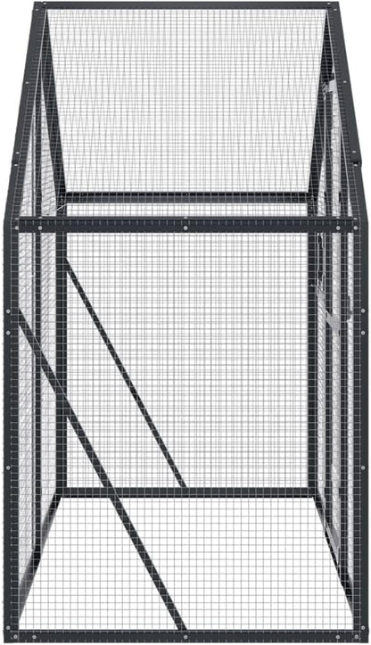 Volière – Vogelvolière – Buitenren – Vogelkooi – Kippenhok – Aluminium Frame – Afsluitbare Deur en Raam – Ruim 179x100x185 cm – Antraciet