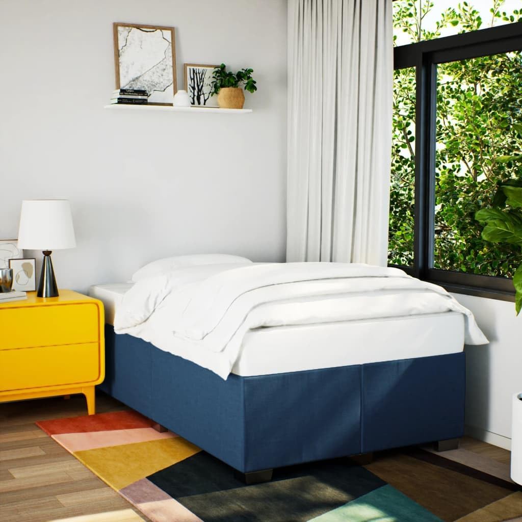 Bedframe – Bed Ombouw – Tweepersoonsbed – Twijfelaar Bed – Bedbodem – Blauw – 120x190 cm – Stevige Lattenbodem – Polyester Stoffering