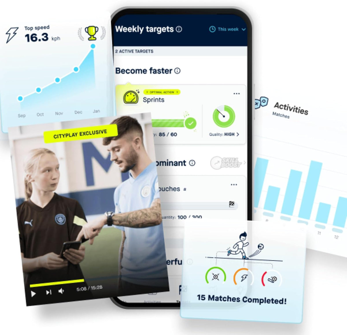 CITYPLAY Slimme Voetbaltracker voor Voetbalschoenen door Playermaker, Volg 25+ Statistieken, Inclusief 12 Maanden Toegang tot de CITYPLAY Voetbaltrainingsapp, Geavanceerder dan GPS, Middelgroot