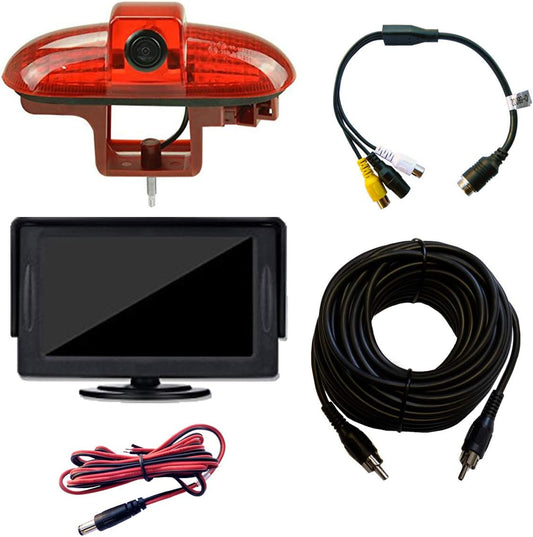 Dolfijn achteruitrijcamera, OEM remlicht vervanging voor Vauxhall Vivaro/Opel Vivaro 2001-2014 met 4,3 inch dashboard monitor