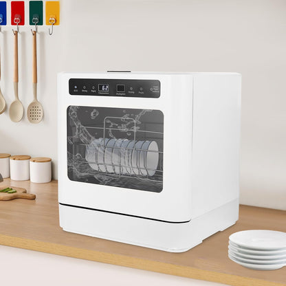 Dishwasher small table dishwasher freestanding camping mini dishwasher with/without water connection usable, 4 programs portable dishwasher for apartments, dormitories and motorhomes - QUORE