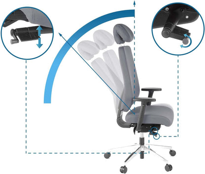 HJH Office, Pro-Tec 400, bureaustoel, directiestoel, stof, aluminium gepolijst antraciet