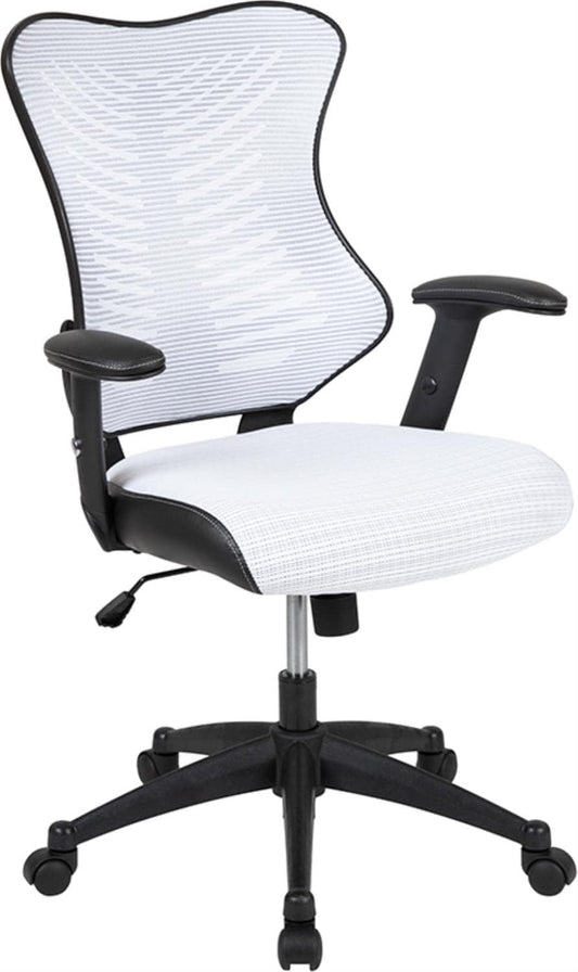 Flash Furniture High Back Designer White Mesh Executive Swivel Ergonomische bureaustoel met verstelbare armen, 65,75 cm B x 64 cm D x 99 cm H
