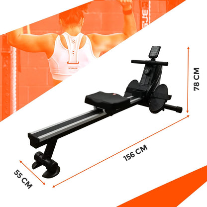 Rowing Machine for Home | Fitness | Easy Movement Wheels | LCD Display | 8 Resistance Levels | Magnetic Brake | Folding - QUORE