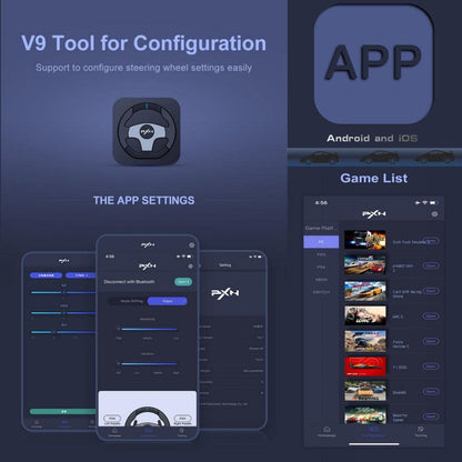 Racestuur – Game Stuur – Simulatie Stuur – Racing Wheel – Race Game Accessoire – 270°/900° Omschakelbaar – Vibratie Feedback Met Tool App
