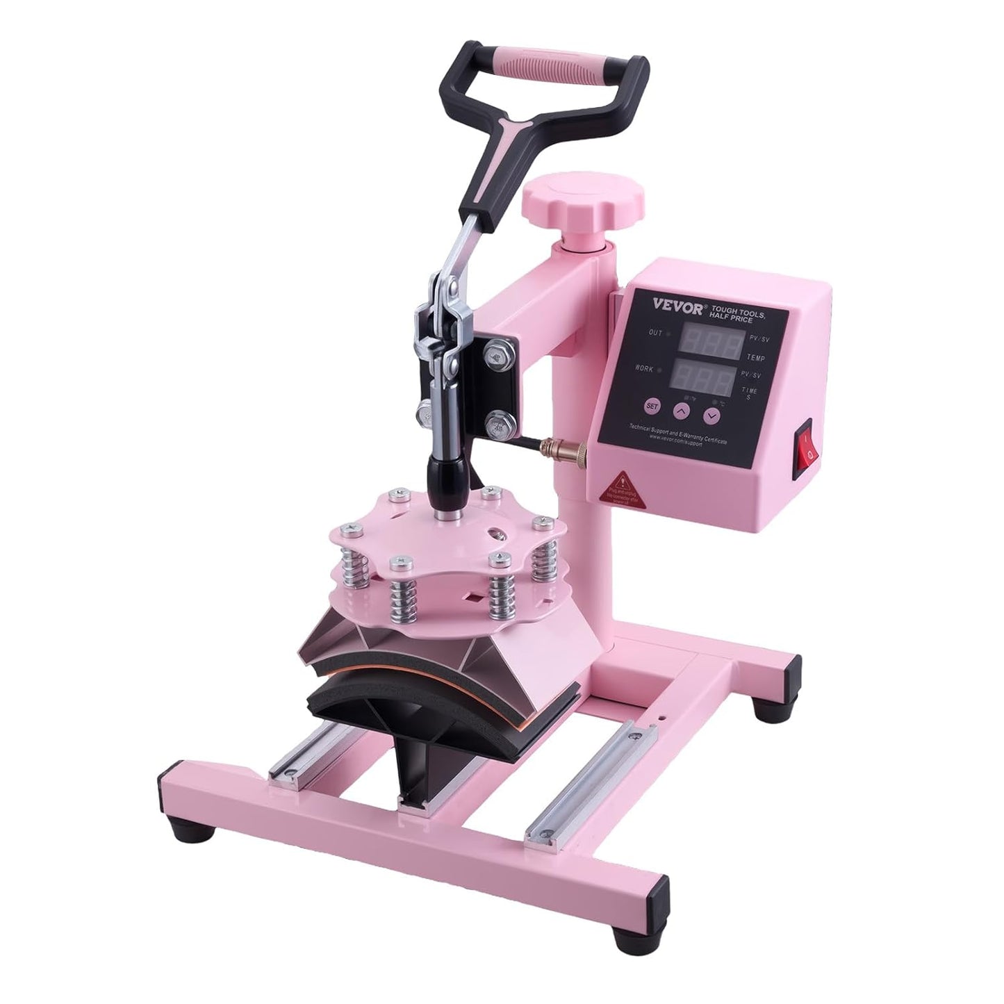 VEVOR 5-in-1 hittepers, dienblad 30 x 38 cm, textielsublimatiemachine met 89 cl bekerpers, 360 graden draaibaar, nauwkeurige digitale bediening, doe-het-zelf T-shirts/hoeden/kopjes/borden, roze