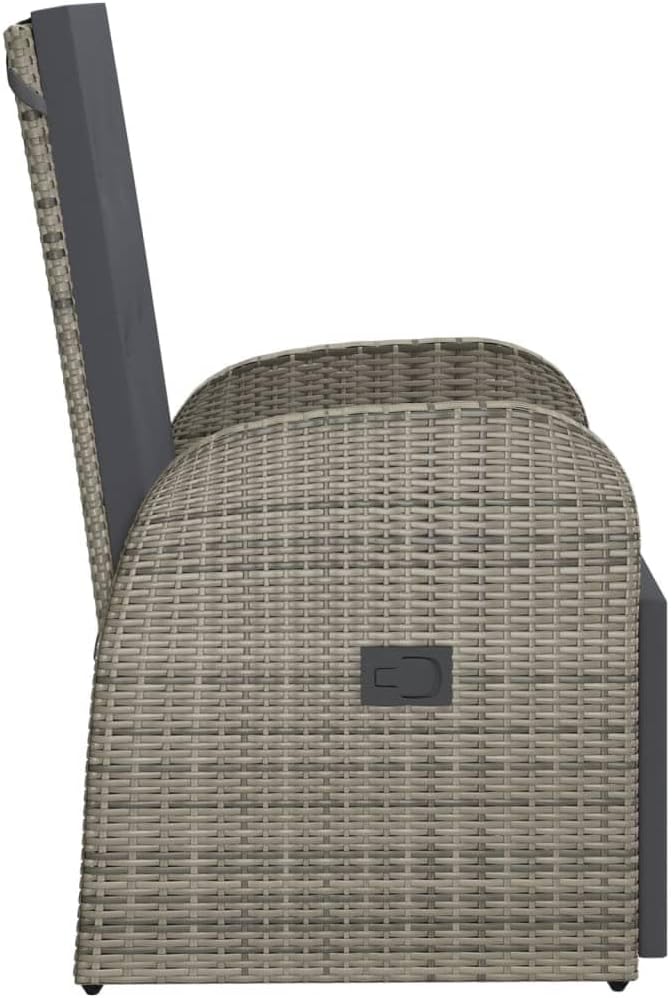 Tuinstoel – Tuinstoel – Lounge Stoel – Balkonstoel – Relaxstoel – Verstelbaar – Weerbestendig PE Rattan met Kussen – Staal Frame Donkergrijs