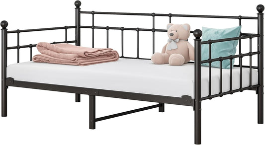 Metalen Bedframe – Eénpersoonsbed – Sofa Bed – Logeerbed – Jongerenbed – Zwart – Stevig Stalen Frame – Ruimtebesparend Ontwerp 90x200 cm