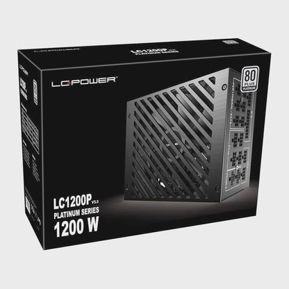 LC-POWER LC1200P V3.0 Atx-voeding 1200 W, geluidsarm, stroomvoorziening PC Gaming 1200 Watt, 80 Plus Platinum Power Supply met 135 mm ventilator, compatibel met Atx 3.0 en Pcie 5,0-92% efficiëntie