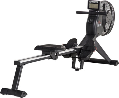 HOMCOM rowing machine, foldable rowing seat, rocking mass 2.5 kg with 16 resistance levels, load capacity up to 130 kg, black steel 225 x 55 x 88 cm - QUORE