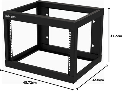 StarTech.com 2 Post 6U Heavy-Duty Wandmonteerbare Server Rack, 19" Open Frame Netwerk Rack, 45cm Diep, Data Rack voor IT/AV/Patchpaneel/Computer Apparatuur (RK619WALLO)
