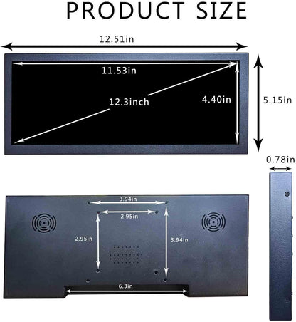 Uitgerekte LCD-monitor – Breedbeeldscherm – Reclamedisplay – PC-Behuizingsmonitor – DIY-Monitor – 12,3 Inch IPS 1920 x 720, 700 Nits – Android 11 Met Autoplay En Autocopy