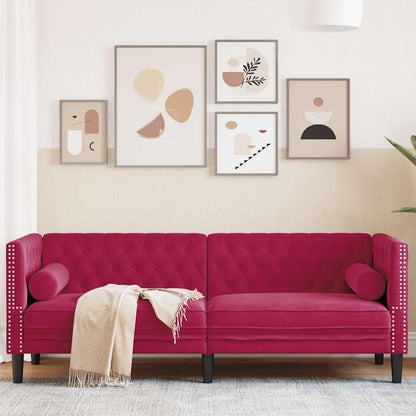 vidaXL Chesterfield Style 3 Seater Sofa with Bolsters Velvet Wine Red 3 Seater Sofa 3 Seater Sofa 3 Seater Sofa 3 Seater Sofa 3 Seater Sofa - QUORE