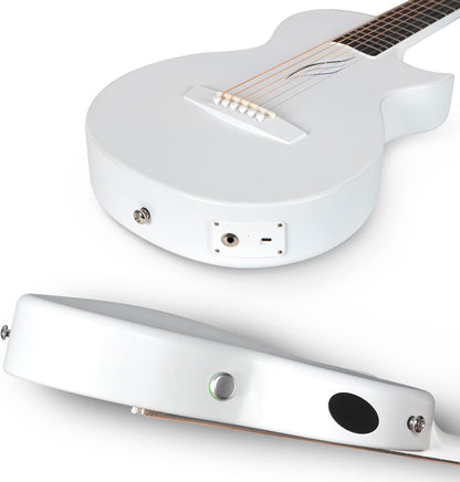 Enya Akoestische Elektrische Gitaar Set - 35'' Wit Nova Go SP1 Akoestische Gitaar met Smart AcousticPlus Pickup Klein en Lichtgewicht voor Kinderen Volwassenen Beginners Starter Set Concert Gitaar