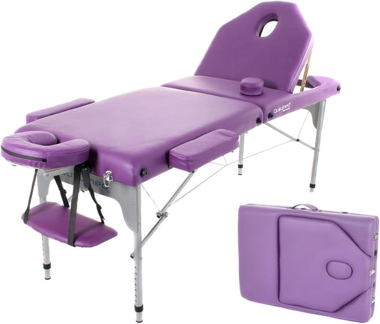 Inklapbare massagetafel – Massagebank, behandeltafel, ligbank, massagebed – Violet – 186 x 66 cm – 14 cm dikke bekleding