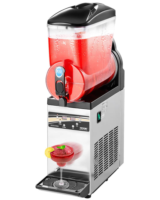 VEVOR Commerciële IJsdrankenmachine, 15 liter roestvrij staal, slush-mixer voor feestjes, restaurants, cafés, bars