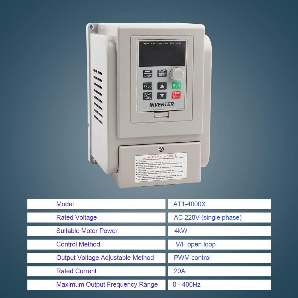 Ccylez VFD-frequentieomvormer, 220 V AC Eenfase AC-frequentieregelaar VFD omvormer voor 3 fasen 4 kW AC-motor met PWM regeling, 3 fase omvormer