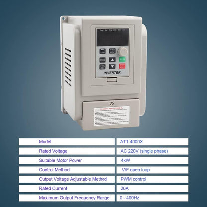 Ccylez VFD-frequentieomvormer, 220 V AC Eenfase AC-frequentieregelaar VFD omvormer voor 3 fasen 4 kW AC-motor met PWM regeling, 3 fase omvormer